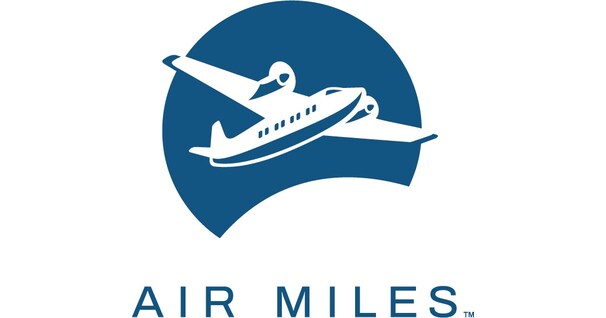 Air Miles logo with blue airplane and circular background.
