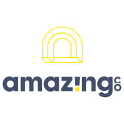 Amazing Co logo with yellow arch design above the text.