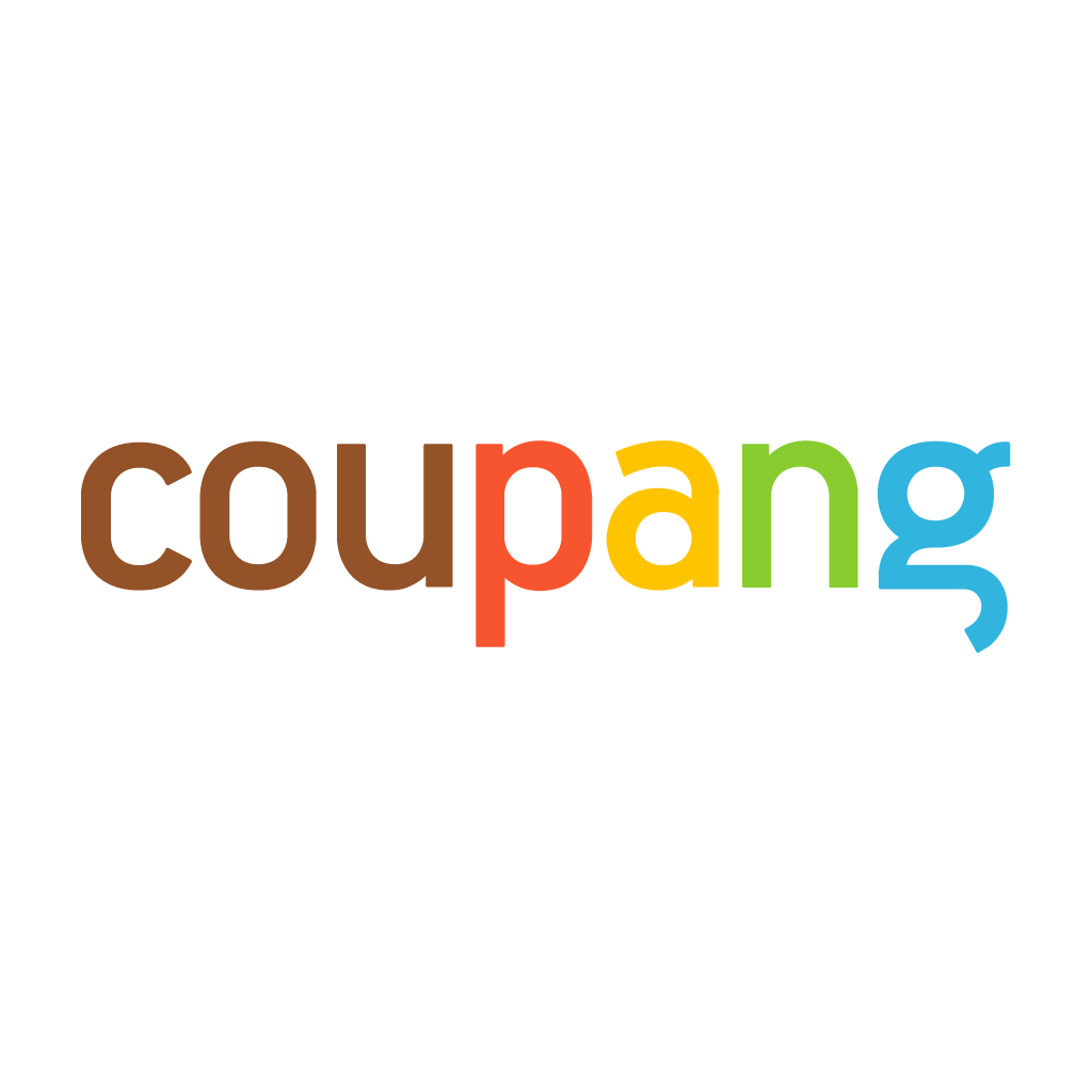 Coupang logo with colourful text on a light background.