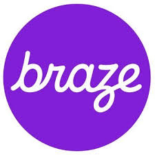 Braze logo with white script text on a purple background.
