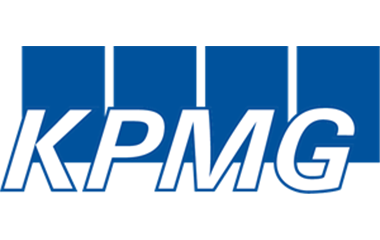 KPMG logo in blue and white