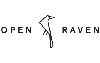 Logo featuring open raven silhouette