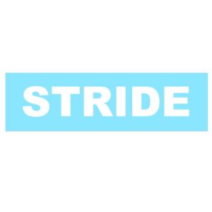 Stride logo on a blue background.